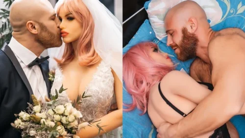 Una pareja formada por un hombre y su muñeca sexual